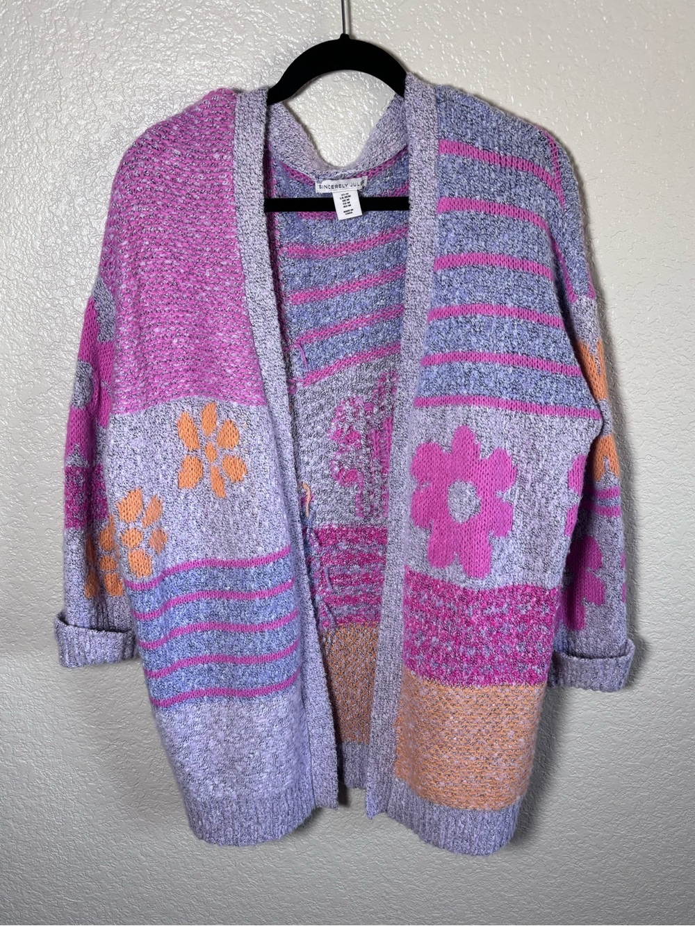 Sincerely Jules Floral Pattern Open-Front Cardigan Medium